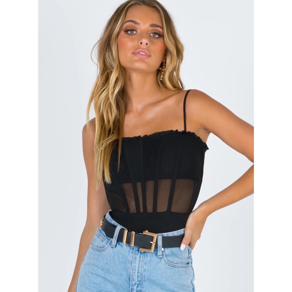 Princess Polly Cartia Bodysuit Black Sheer